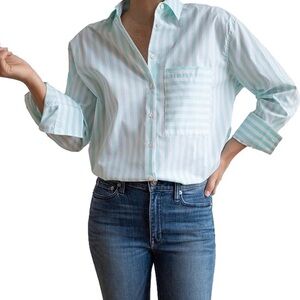 AYR Light Green Striped Long Sleeve Top